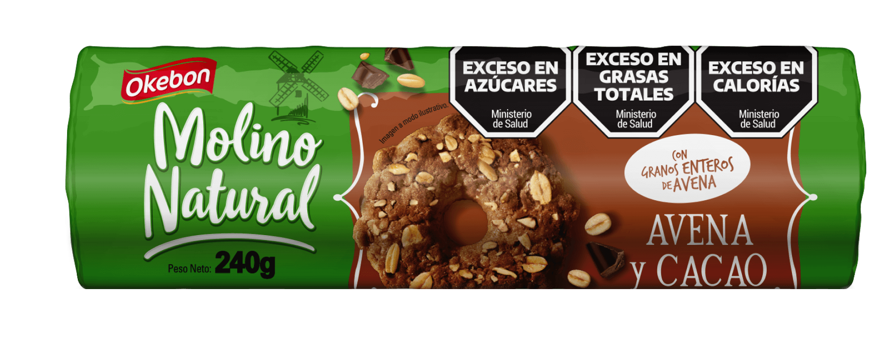 OKEBON MOLINO AVENA Y CACAO X 240 GRS 16