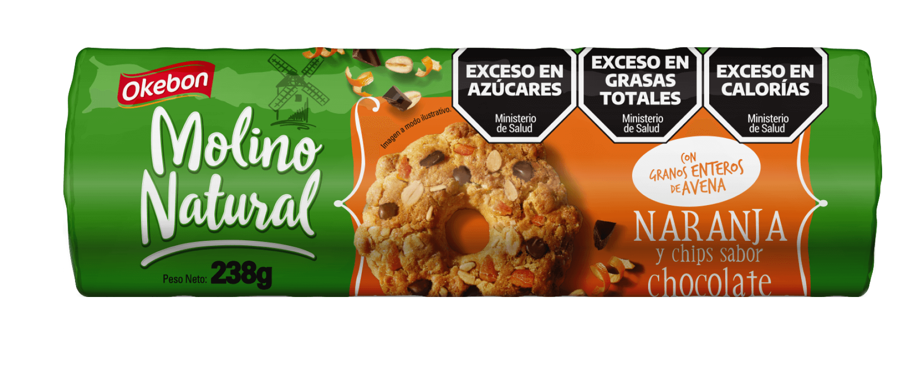 OKEBON MOLINO NARANJA Y CHIPS DE CHOC X 238 GRS 16