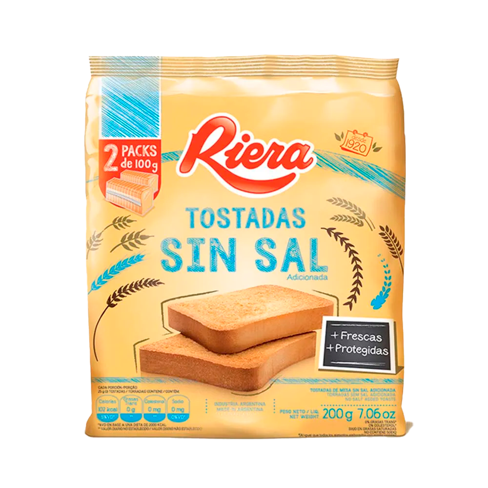 RIERA CLASICAS SIN SAL X 200 GRS 18 